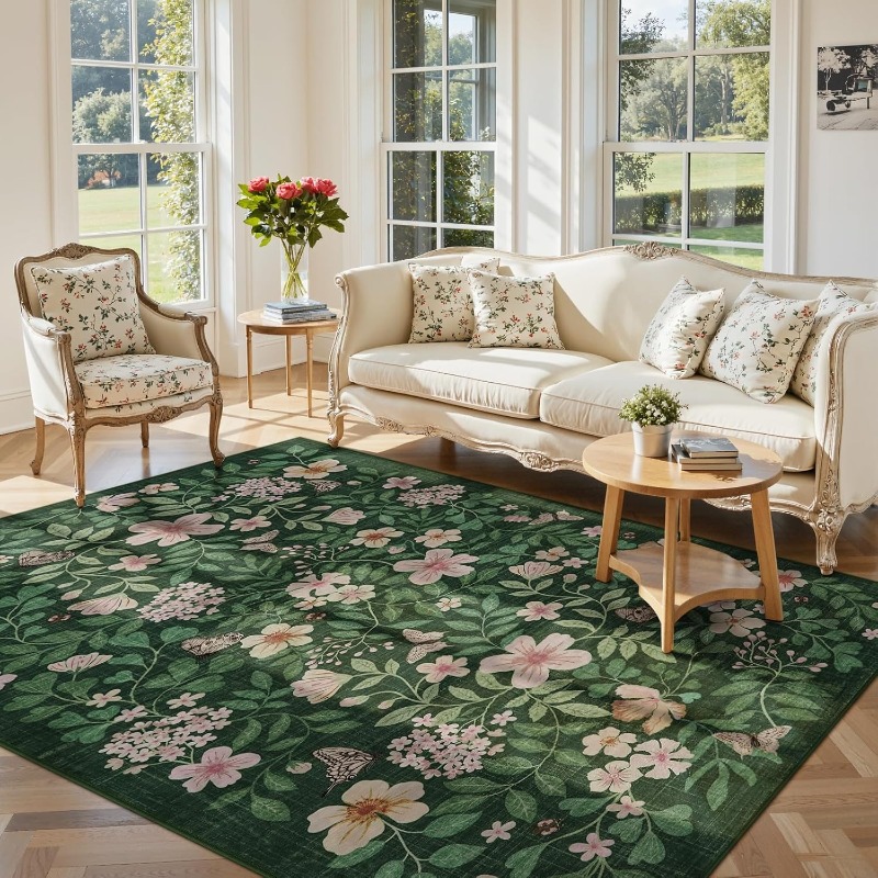 Printing On Commercial - Floral sala de estar tapete vintage