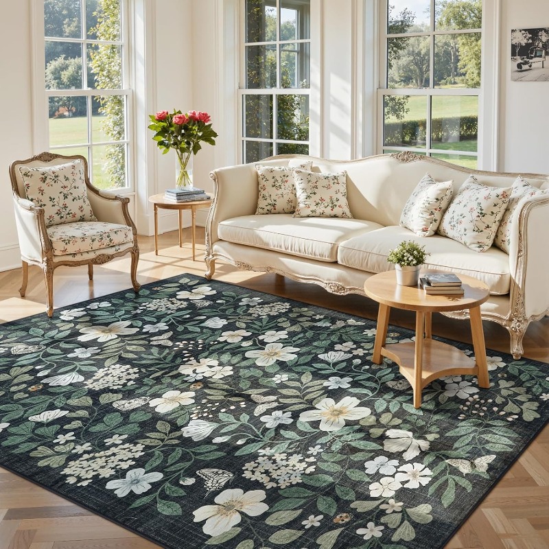 Floral sala de estar tapete vi - Printing On Commercial avaliação e preço